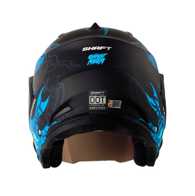 CASCO SHAFT SH-227 TRIAL GHOST RIDER MATE NEGRO AZUL VISOR