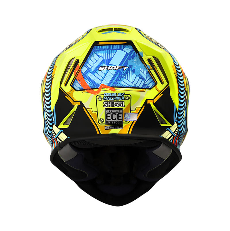 CASCO SHAFT SH-551 DEUS EX MACHINA MATE AMARILLO NEON AZUL