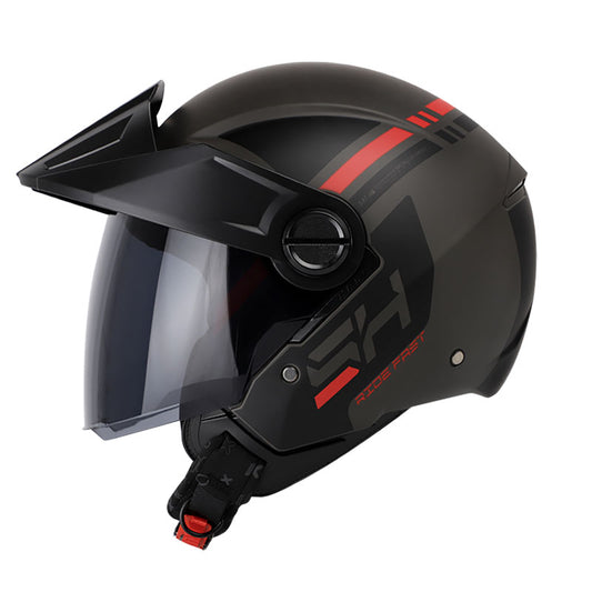 CASCO SHAFT SH-212 JET MATE NEGRO ROJO VISOR HUMO