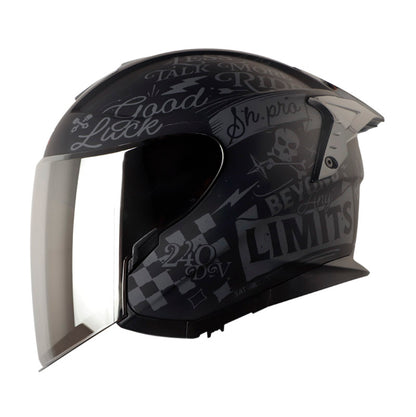 CASCO SHAFT SH-240DV PRO RETRUM MATE NEGRO GRIS VISOR PLATA