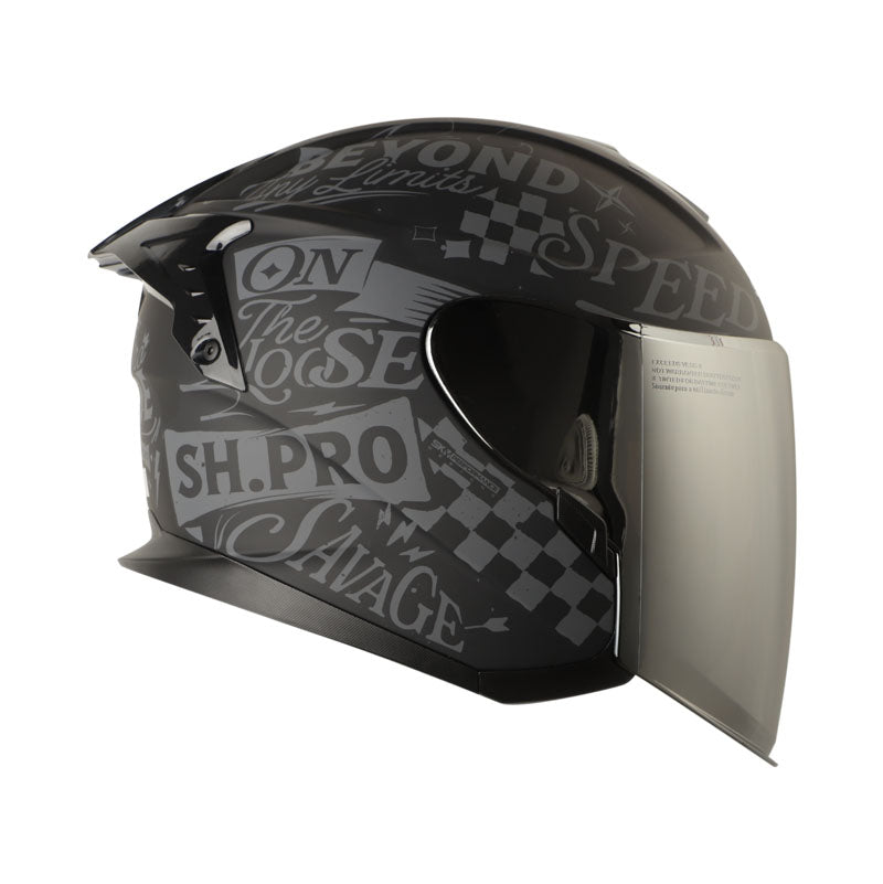 CASCO SHAFT SH-240DV PRO RETRUM MATE NEGRO GRIS VISOR PLATA