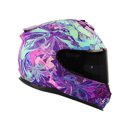 CASCO SHAFT SH-610DV PRO COLIBRI MATE MORADO NEON VISOR HUMO