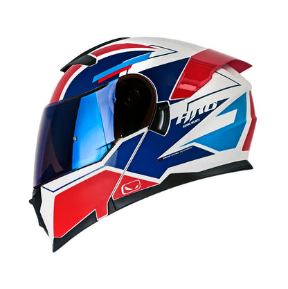 CASCO HRO 3440 DV LAZZAR BRILLANTE BLANCO ROJO VISOR IRIDIUM