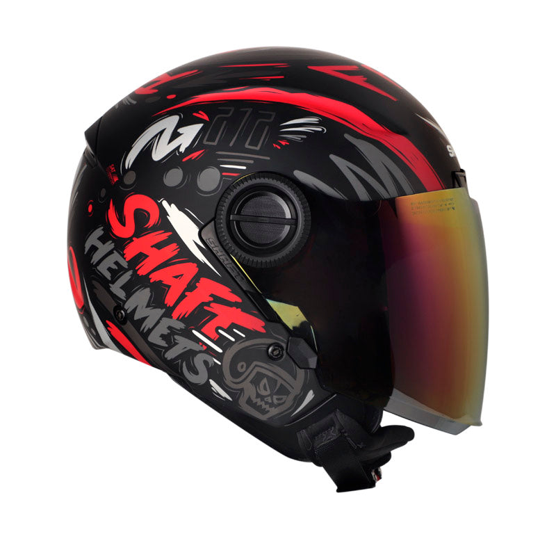 CASCO SHAFT SH-212 GOOD LUCK MATE NEGRO ROJO VISOR IRIDIUM