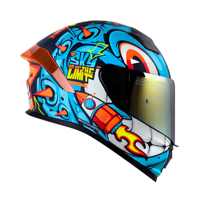 CASCO SHAFT SH-559 SKY MATE AZUL OSCURO AZUL VISOR IRIDIUM