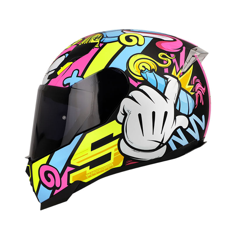 CASCO SHAFT SH-562 BAD BUNNY MATE NEGRO FUCSIA VISOR HUMO