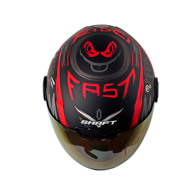 CASCO SHAFT SH-212 GOOD LUCK MATE NEGRO ROJO VISOR IRIDIUM