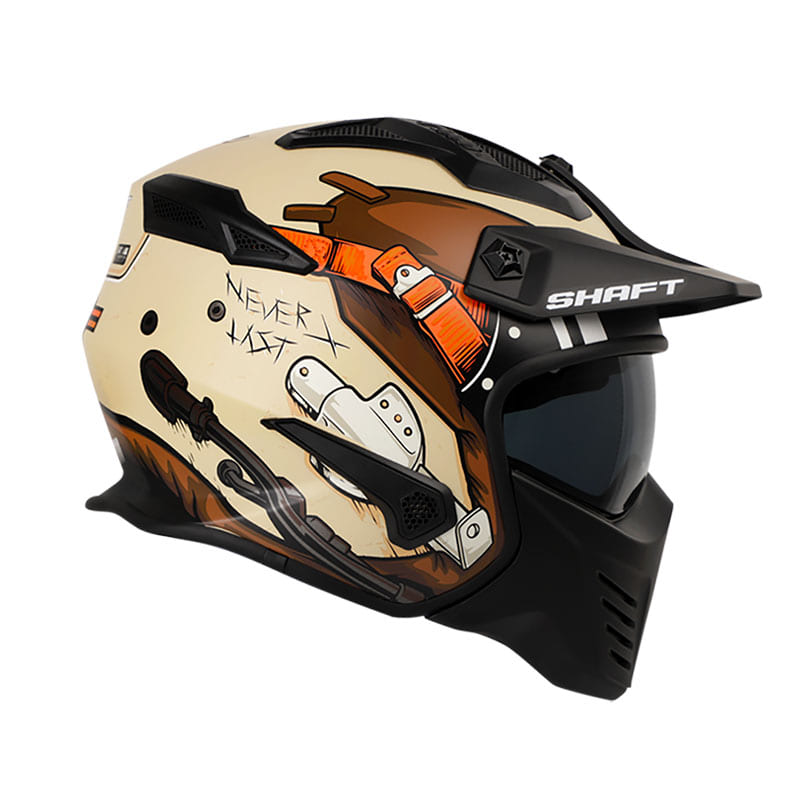 CASCO SHAFT SH-225 FIGHTER MATE CAFE NARANJA NEON VISOR HUMO