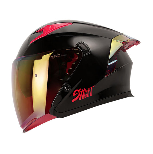 CASCO SHAFT SH-226SP SOLID NEGRO ROJO VISOR IRIDIUM ROJO