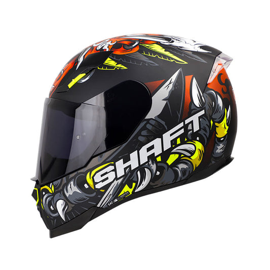 CASCO SHAFT SH-562 SHAMAN EVO MATE NEGRO NARANJA VISOR HUMO