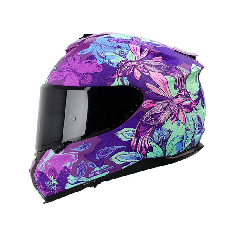 CASCO SHAFT SH-610DV PRO COLIBRI MATE MORADO NEON VISOR HUMO