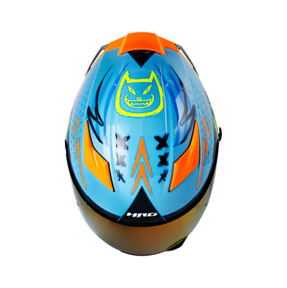 CASCO HRO HRO-514DV POLANSKY AZUL AMARILLO NEON IRIDIUM ROJO