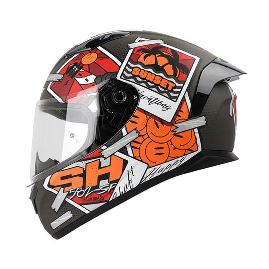 CASCO SHAFT SH-582SP PICTURES MATE NEGRO NARANJA NEON