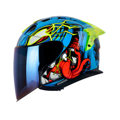 CASCO SHAFT SH-240DV PRO HALLOW MAN BRILLANTE AZUL NARANJA