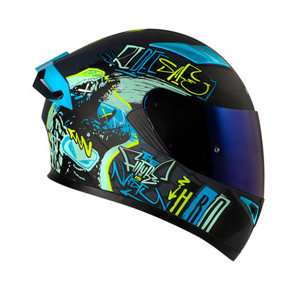 CASCO HRO HRO-514DV GRUNGE MATE AZUL AZUL VISOR IRIDIUM