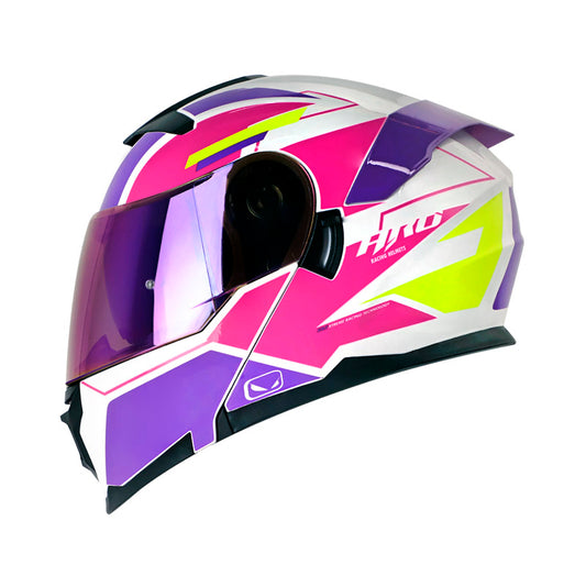 CASCO HRO 3440 DV LAZZAR BRILLANTE BLANCO MORADO NEON