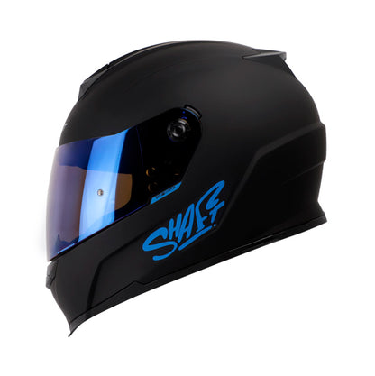 CASCO SHAFT SH-502SP SOLID MATE NEGRO PLATA VISOR AZUL