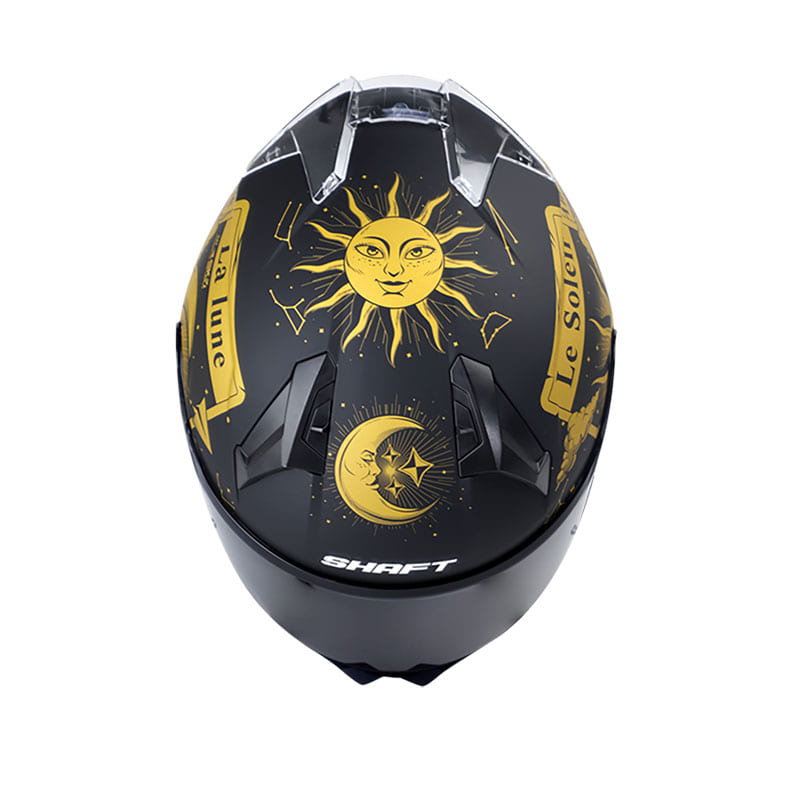 CASCO SHAFT SH-560 TAROT MATE NEGRO DORADO SMOKE