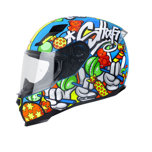 CASCO SHAFT SH-562 TRUE COLOR MATE AZUL AMARILLO NEON