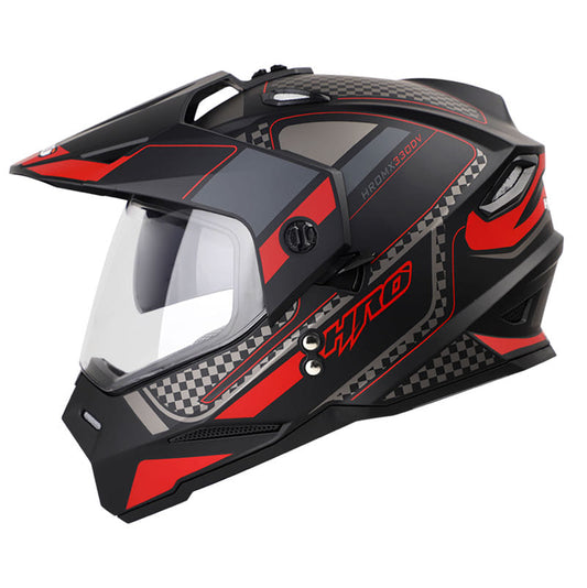 CASCO HRO HRO-MX330DV CARBON MATE NEGRO ROJO