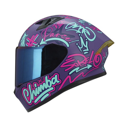 CASCO ICH ICH-503SP PARCE MATE MORADO FUCSIA NEON VISOR AZUL