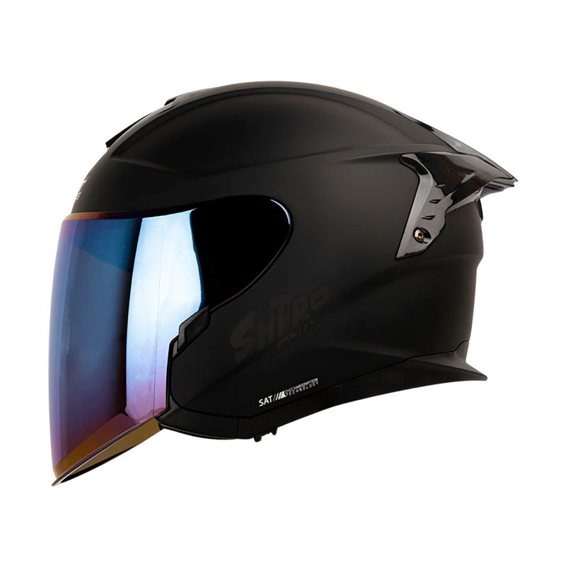 CASCO SHAFT SH-240DV PRO SOLID MATE NEGRO VISOR IRIDUM AZUL