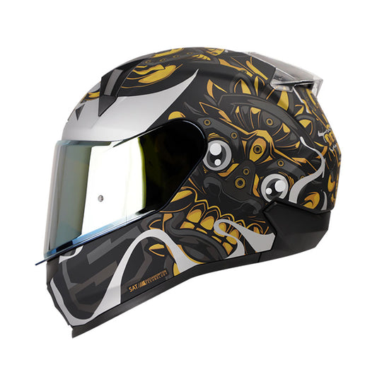 CASCO SHAFT SH-560 DEMONIAK FEST MATE NEGRO DORADO VISOR DORADO