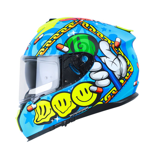 CASCO SHAFT SH-610DV PRO HAPPY MATE AZUL AMARILLO NEON