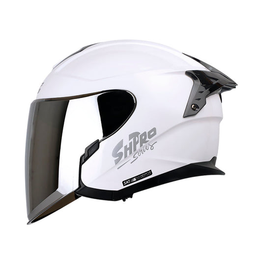 CASCO SHAFT SH-240DV PRO SOLID BLANCO GRIS VISOR PLATA