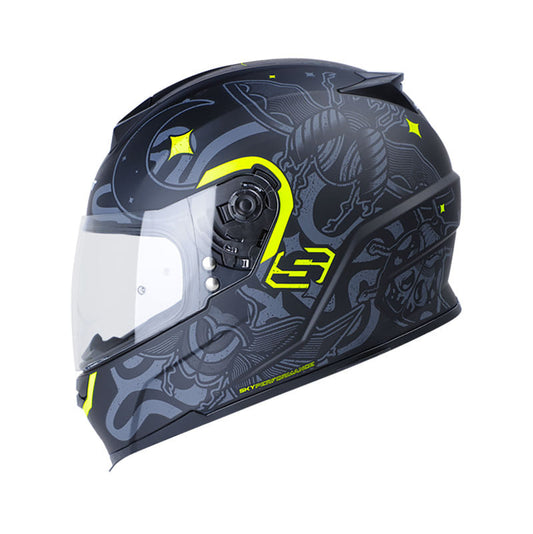 CASCO SHAFT SH-502 BLACKWORK MATE NEGRO AMARILLO NEON