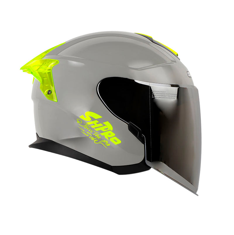 CASCO SHAFT SH-240DV PRO SOLID GRIS NARDO AMARILLO VISOR PLATA