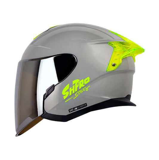 CASCO SHAFT SH-240DV PRO SOLID GRIS NARDO AMARILLO VISOR PLATA