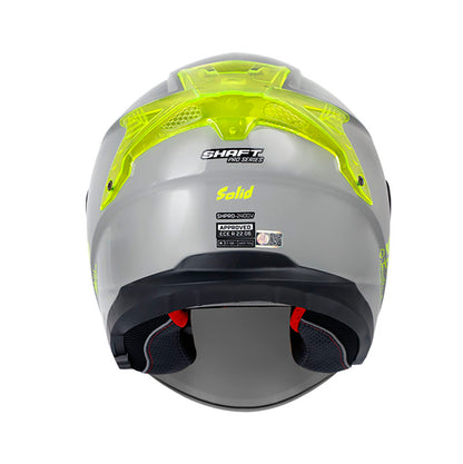 CASCO SHAFT SH-240DV PRO SOLID GRIS NARDO AMARILLO VISOR PLATA