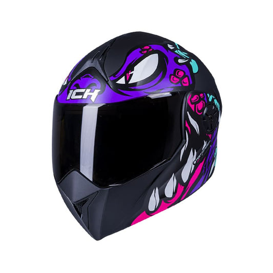 CASCO ICH ICH-3110DV GUINZ MATE NEGRO MORADO NEON VISOR HUMO