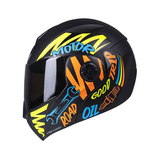 CASCO ICH ICH-3110DV MOTOR MATE NEGRO NARANJA VISOR HUMO