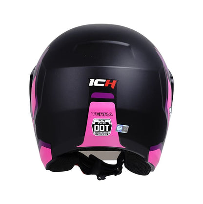 CASCO ICH ICH-101 TERRA MATE NEGRO FUCSIA VISOR HUMO