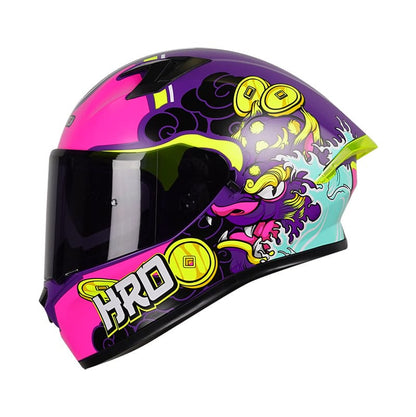 CASCO HRO HRO-523DV HOKU SAI MATE MORADO FUCSIA VISOR HUMO