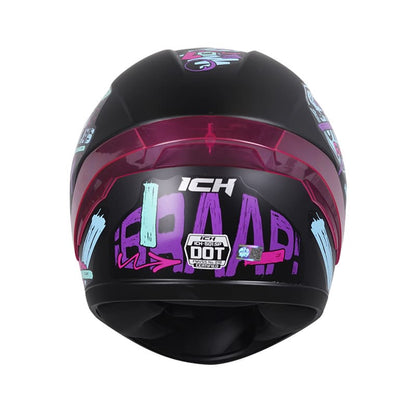 CASCO ICH ICH-501SP BRAAP MATE NEGRO AZUL FUCSIA VISOR HUMO