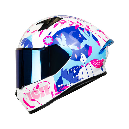 CASCO ICH-503SP MADE IN MEDELLIN BLANCO AZUL VISOR AZUL