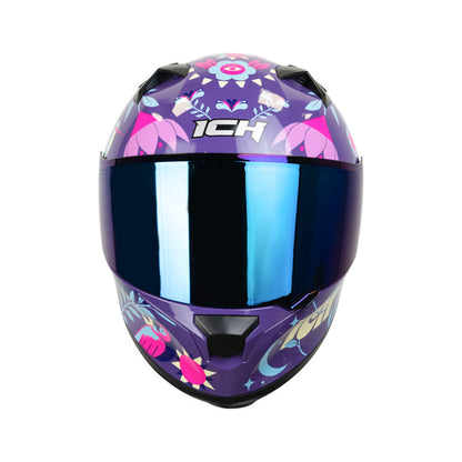 CASCO ICH-503SP MADE IN MEDELLIN MORADO FUCSIA VISOR AZUL