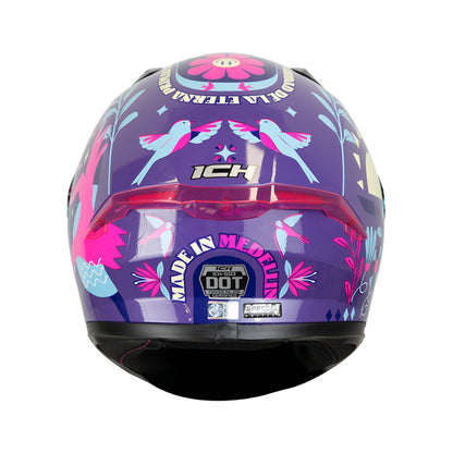 CASCO ICH-503SP MADE IN MEDELLIN MORADO FUCSIA VISOR AZUL