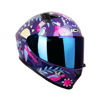 CASCO ICH-503SP MADE IN MEDELLIN MORADO FUCSIA VISOR AZUL