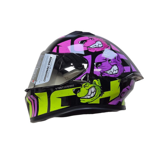 CASCO ICH ICH-503 SOY PARTE DE LA MANADA NEGRO MORADO PLATA