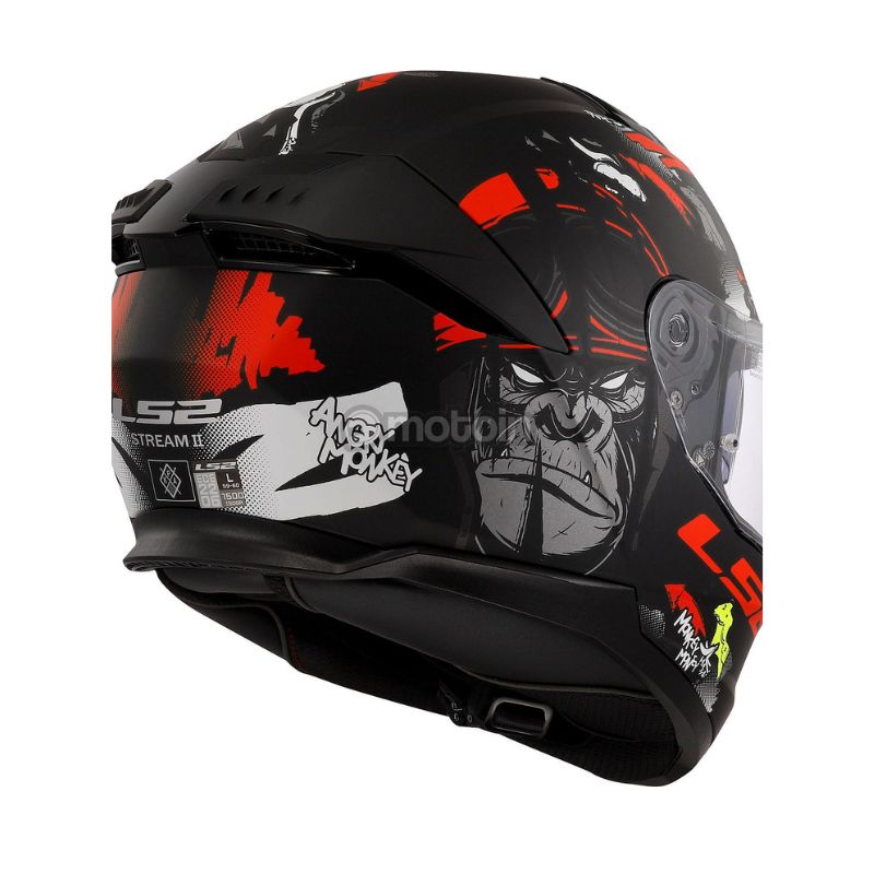 CASCO LS2 FF808 STREAM II MONKEY MATE NEGRO ROJO VISOR