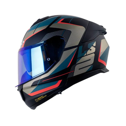 CASCO LS2 FF808 STREAM II ROAD MATE NEGRO AZUL VISOR IRIDIUM