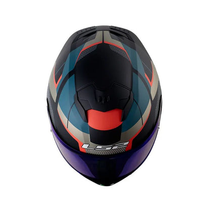 CASCO LS2 FF808 STREAM II ROAD MATE NEGRO AZUL VISOR IRIDIUM