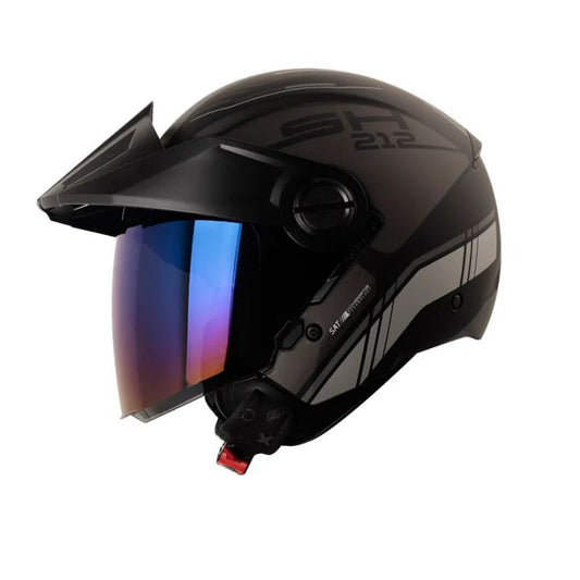 CASCO SHAFT SH-212 BROTH MATE NEGRO PLATA VISOR IRISIUM AZUL