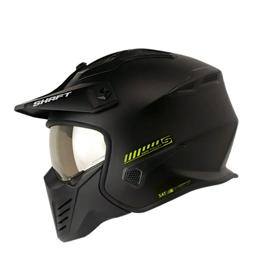 CASCO SHAFT SH-225 PILOT SOLID MATE NEGRO AMARILLO ACCESORIO