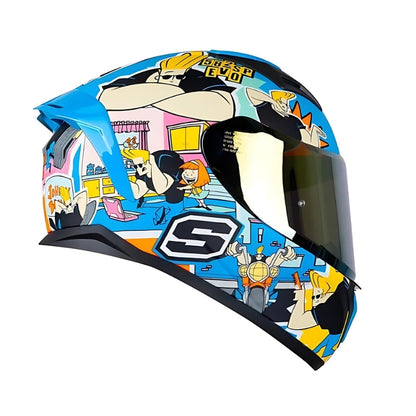 CASCO SHAFT SH-582SP JOHNY BRAVO AZUL VISOR IRIDIUM