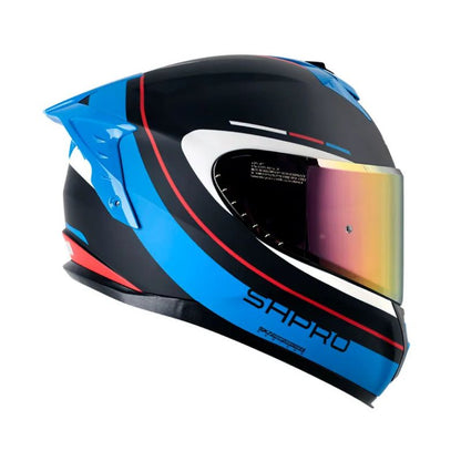 CASCO SHAFT SH-610DV PRO EUROK MATE NEGRO AZUL VISOR IRIDIUM